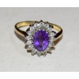 9ct gold ladies Amethyst cluster ring size M