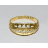 18ct gold ladies Victorian 5 stone diamond ring