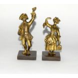 Pair of French gilt bronze figures. Lady & Gentleman
