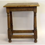 Oak joint stool. 55 x 50 x 33cm