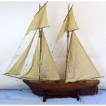 Victorian circa 1890 pond yacht, gaff rigged, hollow hull. 170 x 180cm