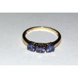 9ct gold ladies 3 stone Amethyst ring size S