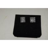 14ct White gold pair of diamond pave set earrings 1.25ct