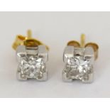 18ct gold diamond ear studs of 0.8ct approx