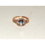 14ct rose gold white sapphire and diamond ring 3.5ct approx. Size O