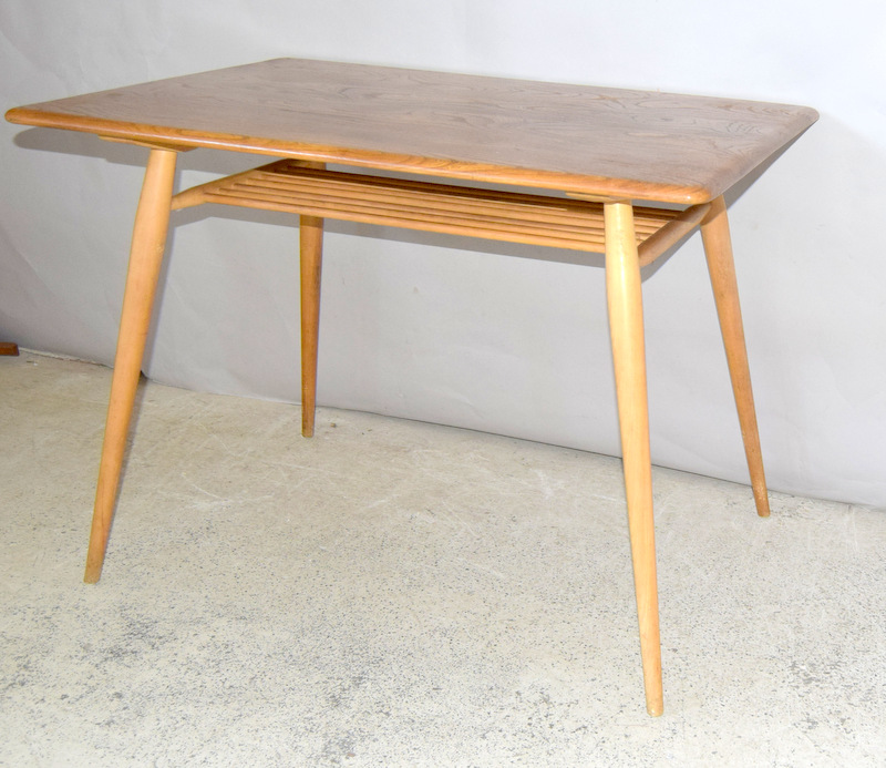 Ercol Blonde Small dining table with a fitted paper rack under ,75x100x70cm - Image 3 of 6