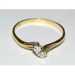 9ct gold ladies twin stone diamond ring size M