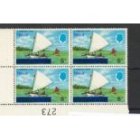 Tuvalu 1976 Rare overprint 5c Block expertly written up