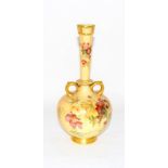 Royal Worcester C1900 Blush long necked vase. 26cm tall