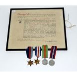 A Royal Air Force Promotion Warrant to Flying Officer GCL Goad with a WW2 unnamed medal group of