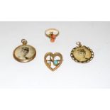Collection of gold brooches, pendants and other items