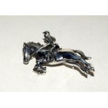 Silver horse & jockey brooch