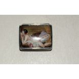 Sterling silver pill box with enamel nude image to the lid