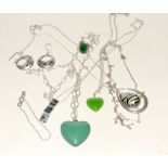 Qty of silver necklaces, earrings and a ring