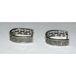 Pair of 10ct white gold hoop earrings of approx 1.5ct