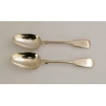 Pair of London 1863 hallmarked serving spoons. 158g