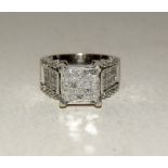 14ct white gold pave set diamond ring of over 2cts. Size N