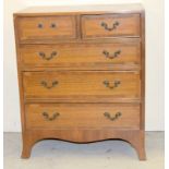Inlaid 2/3 chest of drawers. Small proportioned