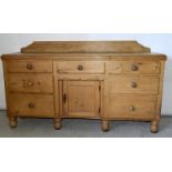 Victorian pine kitchen cupboard with 7 drawers. 110 x 180 x 50cm