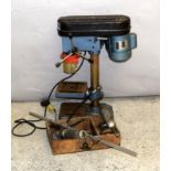 Pillar drill on stand with tools