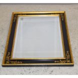 Black Lacquer and gilt framed bevelled edges mirror