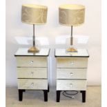 Pair of contemporary mirrored bedside cabinets. 64 x 40 x 33cm