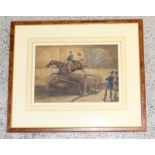 Framed picture of Victorian Scene. Jumping Horse. 45 x 54cm