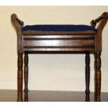 Mahogany piano stool with lift up seat