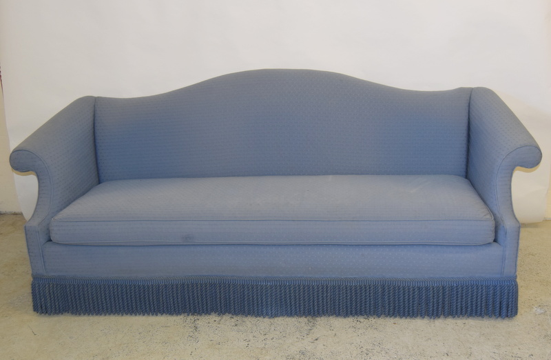 Blue covered 4 seater sofa