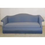Blue covered 4 seater sofa
