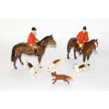 Beswick Hunt. 2 Huntsman, 4 hounds and 1 fox