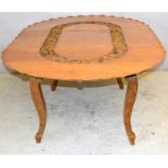 Heavily Carved Cabriole Leg Dining Table with Central Leaf. 75 x 180 x 123cm