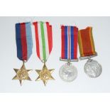 A WW2 South African medal group of four consisting of the 1939-45 Star - the Italy Star - the War