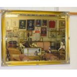 Large gilt framed mirror with bevelled glass. 165 x 130cm