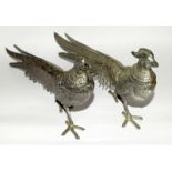 Pair of silver plated pheasants