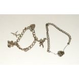 2 x silver charm bracelets and charms