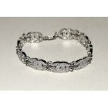 Silver and Chanel style CZ bracelet