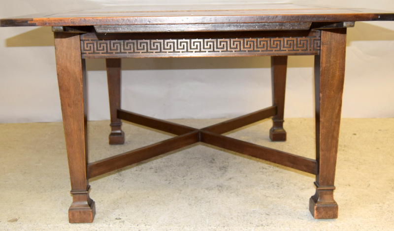 Oak draw leaf table with 6 chairs to include carvers. 75 x 184 x 106cm - Image 3 of 7