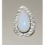 Silver fashion ring with opalescence stone size M