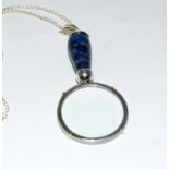 Unusual silver & Lapis magnifying glass