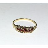 9ct gold ladies antique garnet ring size M