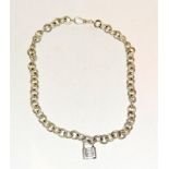 Silver necklace with a Genuine Tiffany & co Padlock