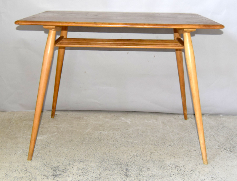 Ercol Blonde Small dining table with a fitted paper rack under ,75x100x70cm - Image 2 of 6