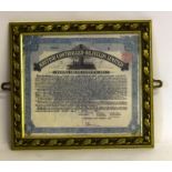 Framed Controlled Oil Fields Voting Trust Certificate. 31 x 36cm