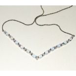 Good silver CZ and opal panelled necklace