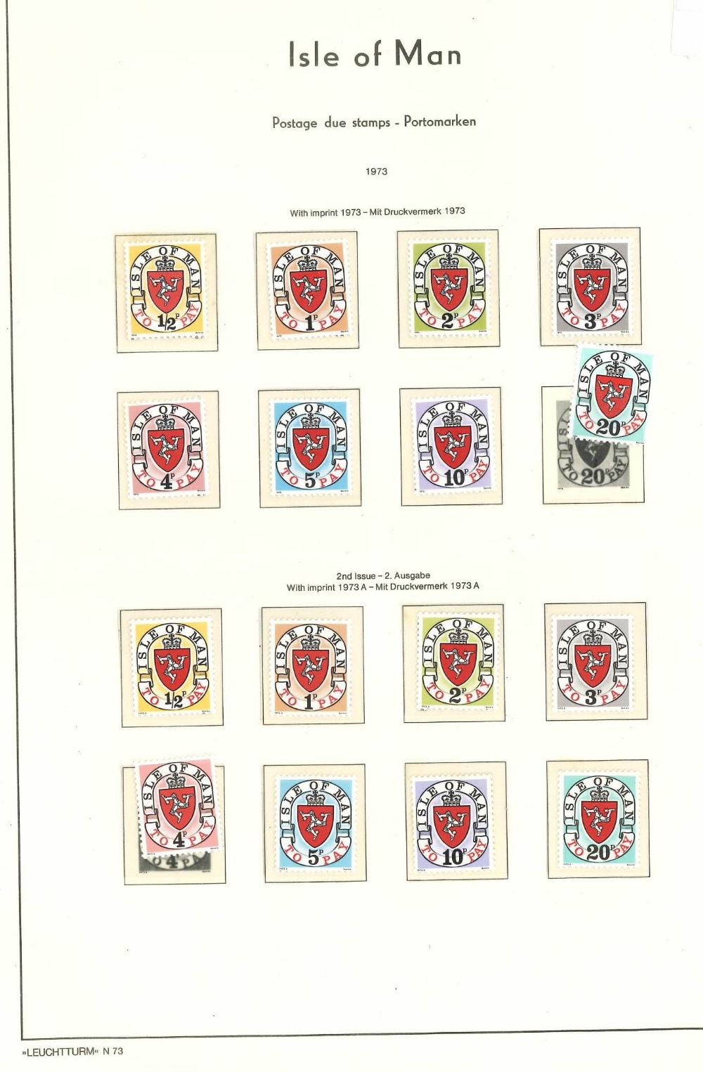 Isle of Man Postage Dues Series 1 & 2 1973 Mint