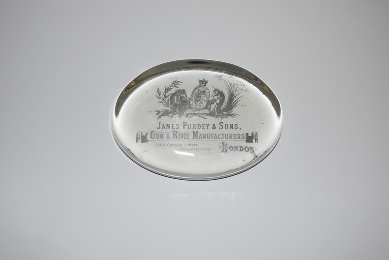 A James Purdey & Sons Gun and Rifle Manufacturers Oxford St London paperweight 10cms x 7cms x 2cms