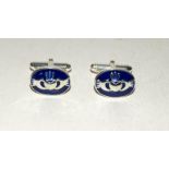 Pair of silver and enamel cufflinks