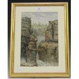 Attributed to George Chamier - Two Figures with Rifles on a Rocky outcrop, watercolour, 33cm x 21.