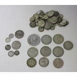 A small collection of British and foreign coins, including a crown 1951, five pre-1947 half-